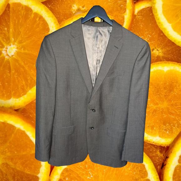 Calvin Klein Blazer Slim Fit‎ Dark Gray 2 Button Size 42L - Picture 1 of 8